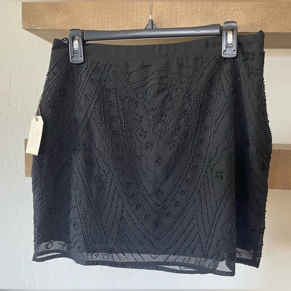 Forever 21| Black Fully Beaded Mini Skirt, Size Large—Lined••• - Picture 3 of 14